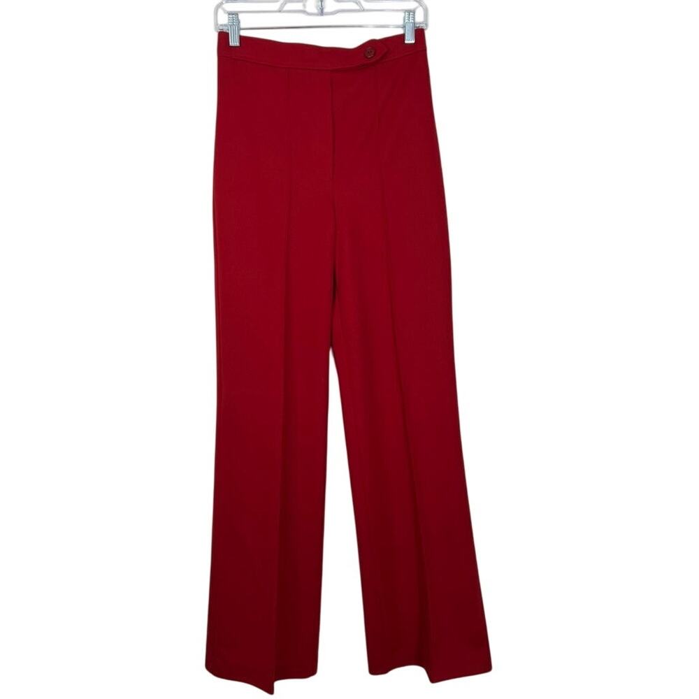 Vintage Miss Today Red Polyester 70s Front Crease Straight Leg Pants Size 10
